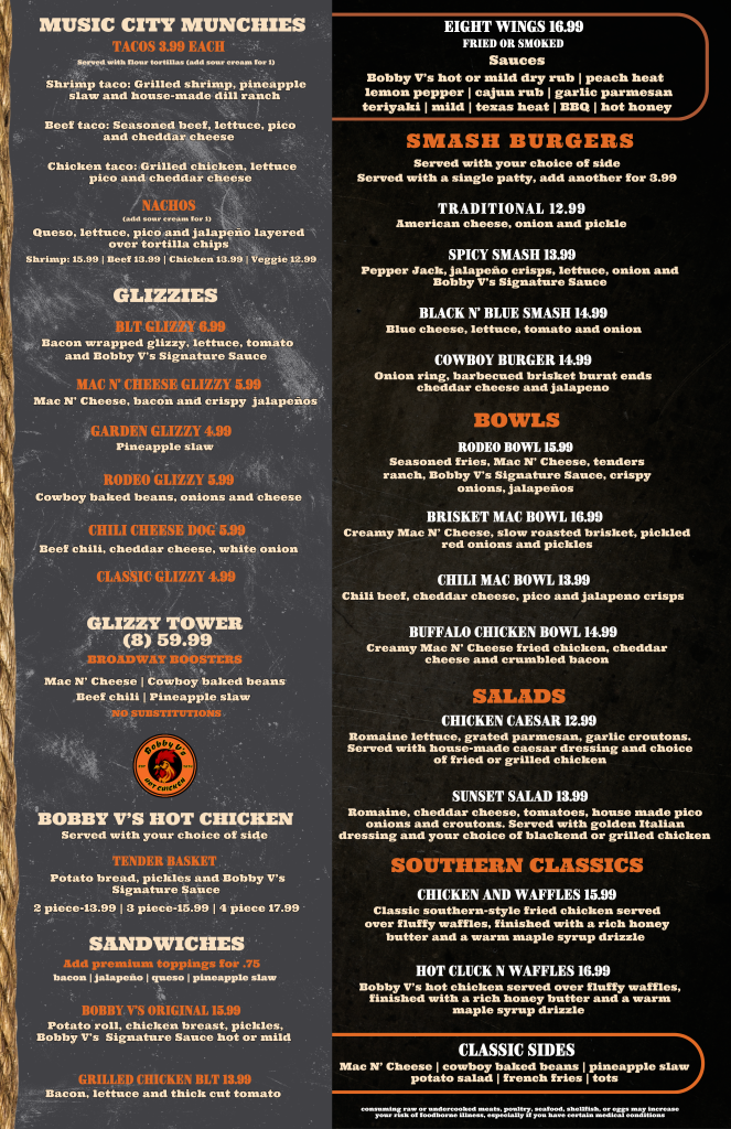 sunset rodeo menu